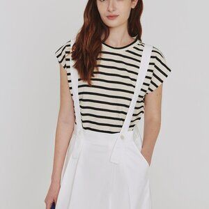 Le Mont Saint Michel Theoxane Mariniere Tank Top Small Off White Black Stripe